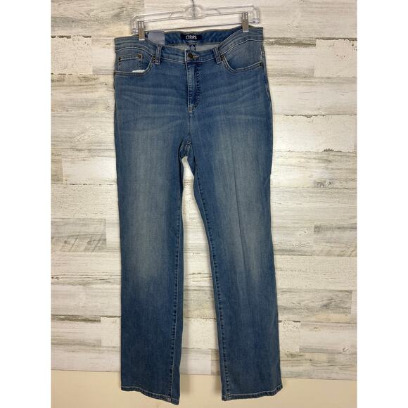 Chaps Madden women's 12 Straight slimming fit blue denim jeans new faded western - Picture 1 of 6